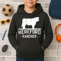 Hereford Rancher Hereford Cow For Cattle Farmer Kids Hoodie thumb 2