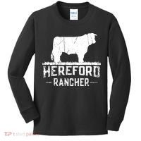 Hereford Rancher Hereford Cow For Cattle Farmer Kids Long Sleeve Shirt thumb 0