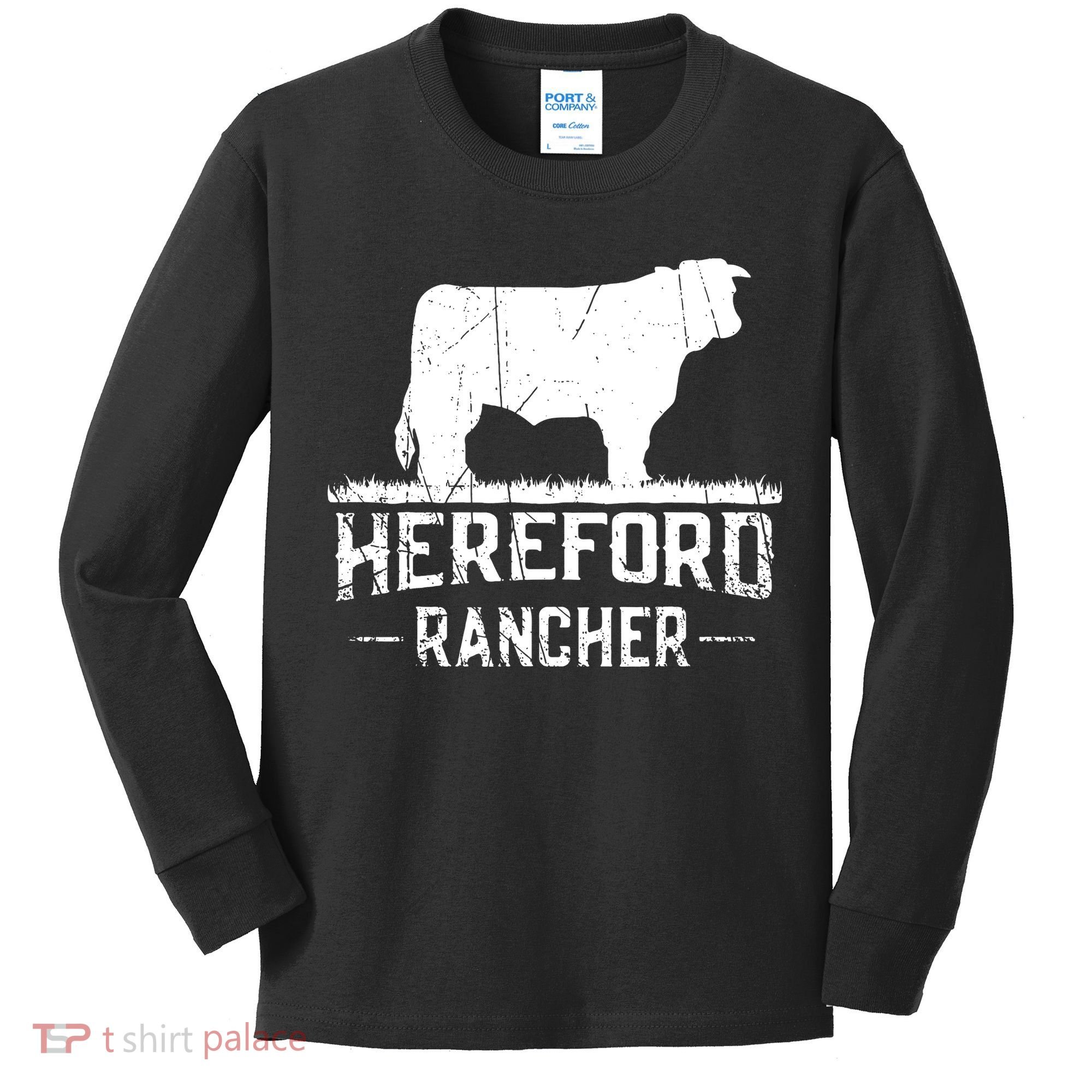 Hereford Rancher Hereford Cow For Cattle Farmer Kids Long Sleeve Shirt