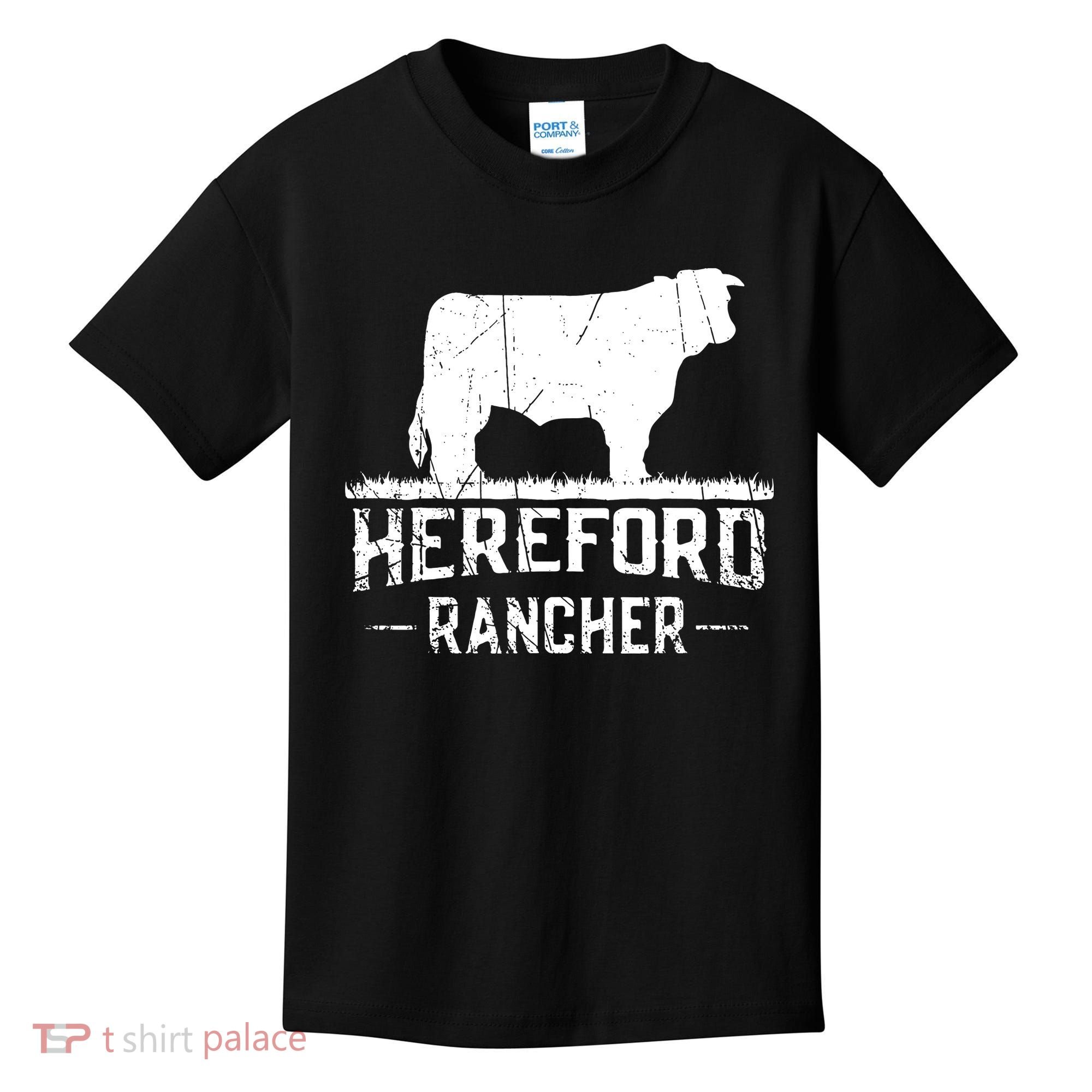Hereford Rancher Hereford Cow For Cattle Farmer Kids T-Shirt