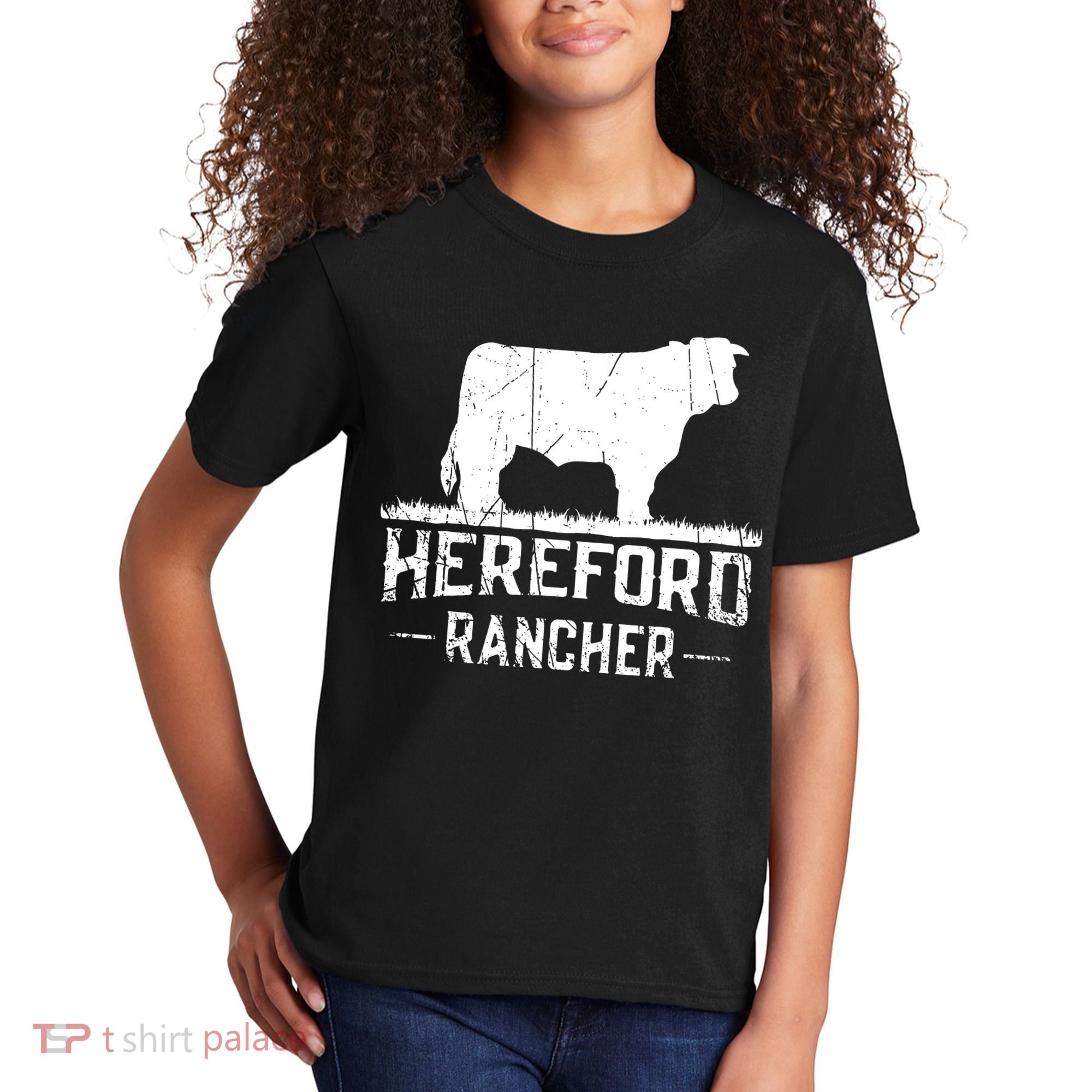 Hereford Rancher Hereford Cow For Cattle Farmer Kids T-Shirt