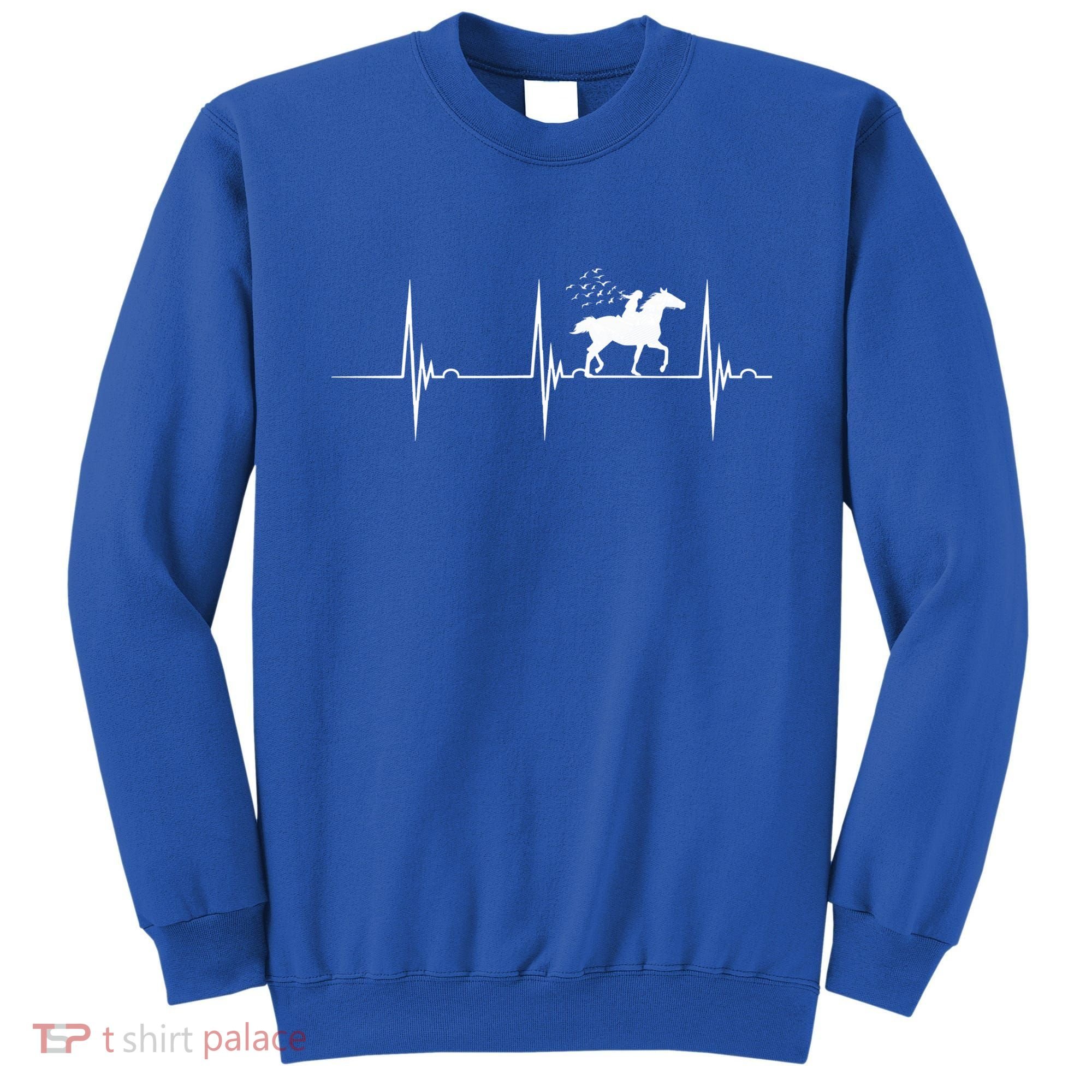 Horse Racing Heartbeat Ekg Pulse Equestrian Horseback Riding Gift Sweatshirt