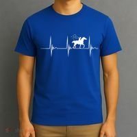 Horse Racing Heartbeat Ekg Pulse Equestrian Horseback Riding Gift T-Shirt thumb 3