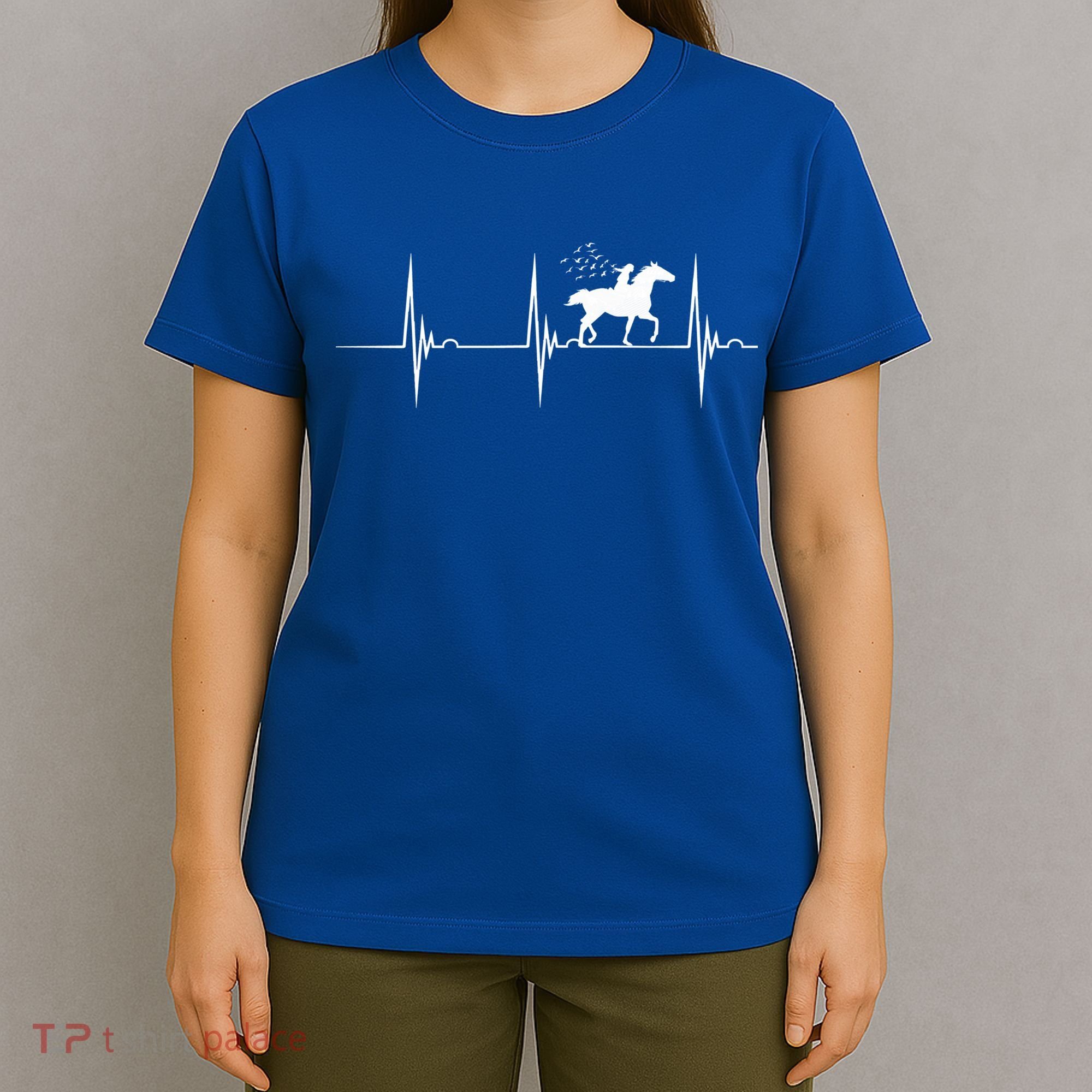 Horse Racing Heartbeat Ekg Pulse Equestrian Horseback Riding Gift T-Shirt