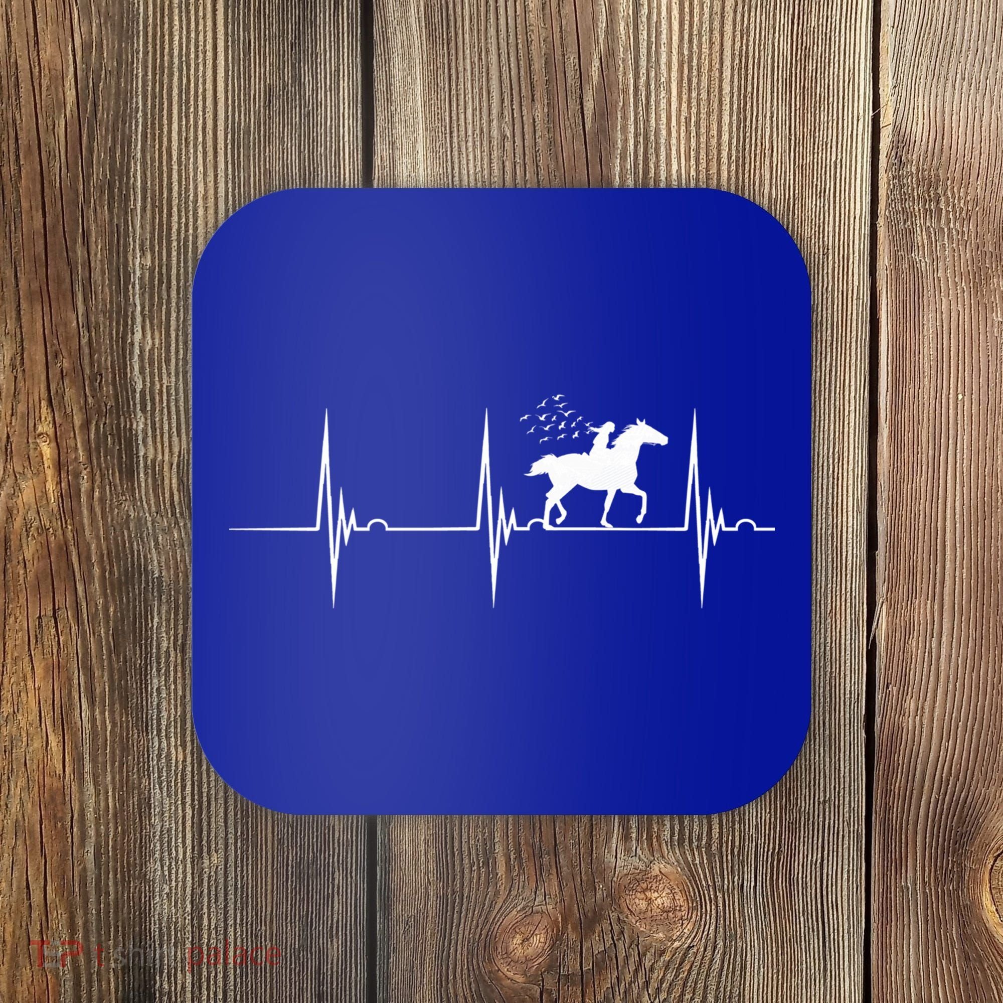 Horse Racing Heartbeat Ekg Pulse Equestrian Horseback Riding Gift Coaster