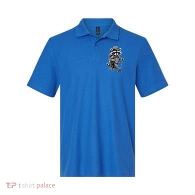 Hiking Raccoon Hiker Humor Outdoor Raccon Vintage Camping  Polo