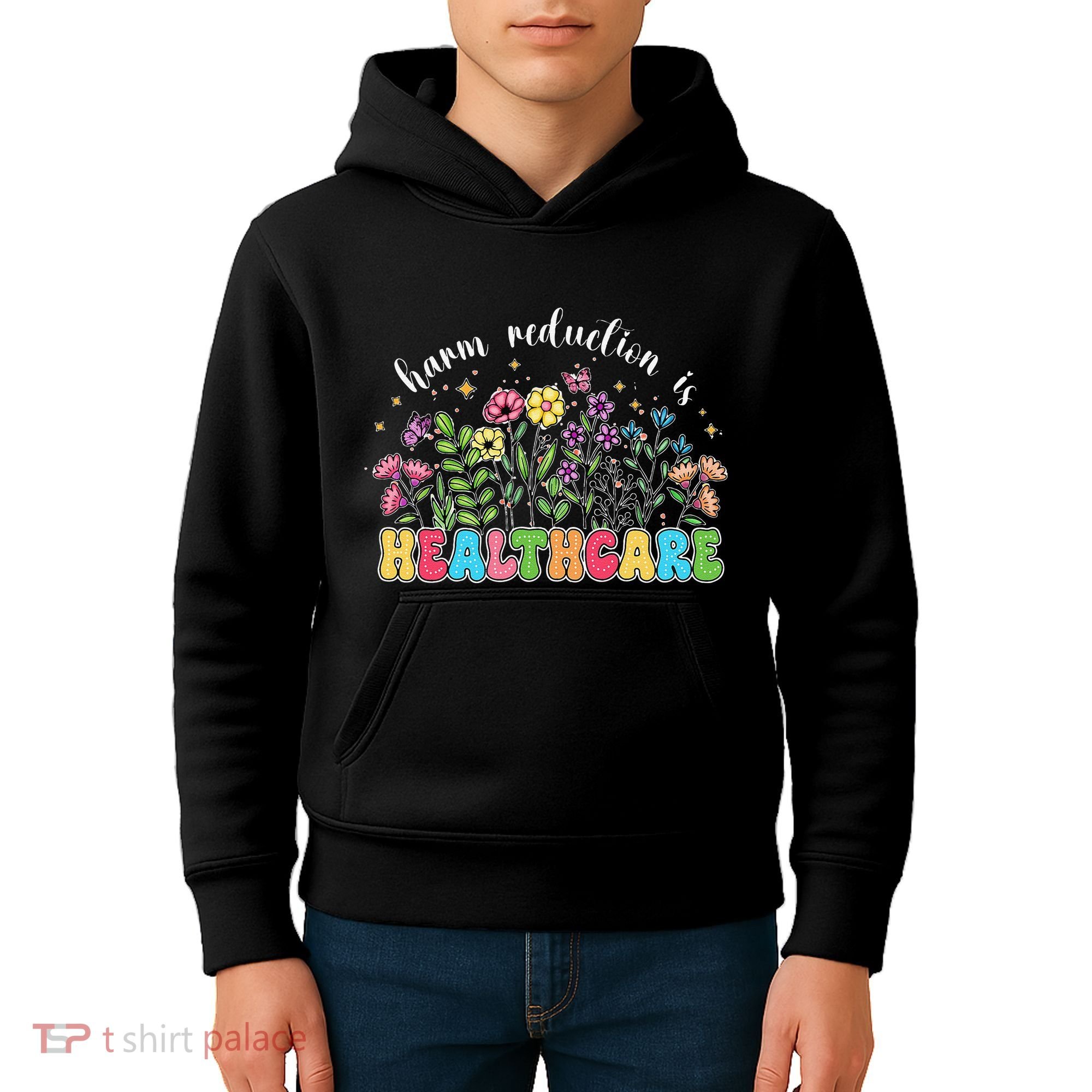 Harm Reduction Is Healthcare Overdose Awareness Day Groovy Kids Hoodie