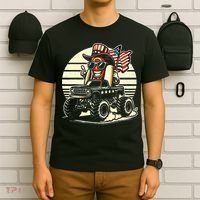 Hotdog Riding Monster Truck 4th Of July Usa Flag T-Shirt thumb 6