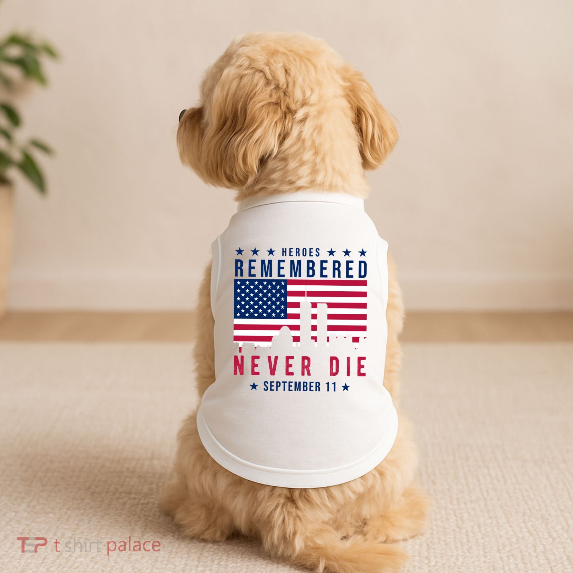 Heroes Remembered Never Die 911 American Flag Doggie Tank