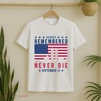 Heroes Remembered Never Die 911 American Flag T-Shirt thumb 2