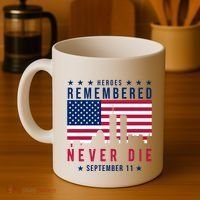 Heroes Remembered Never Die 911 American Flag Coffee Mug thumb 4