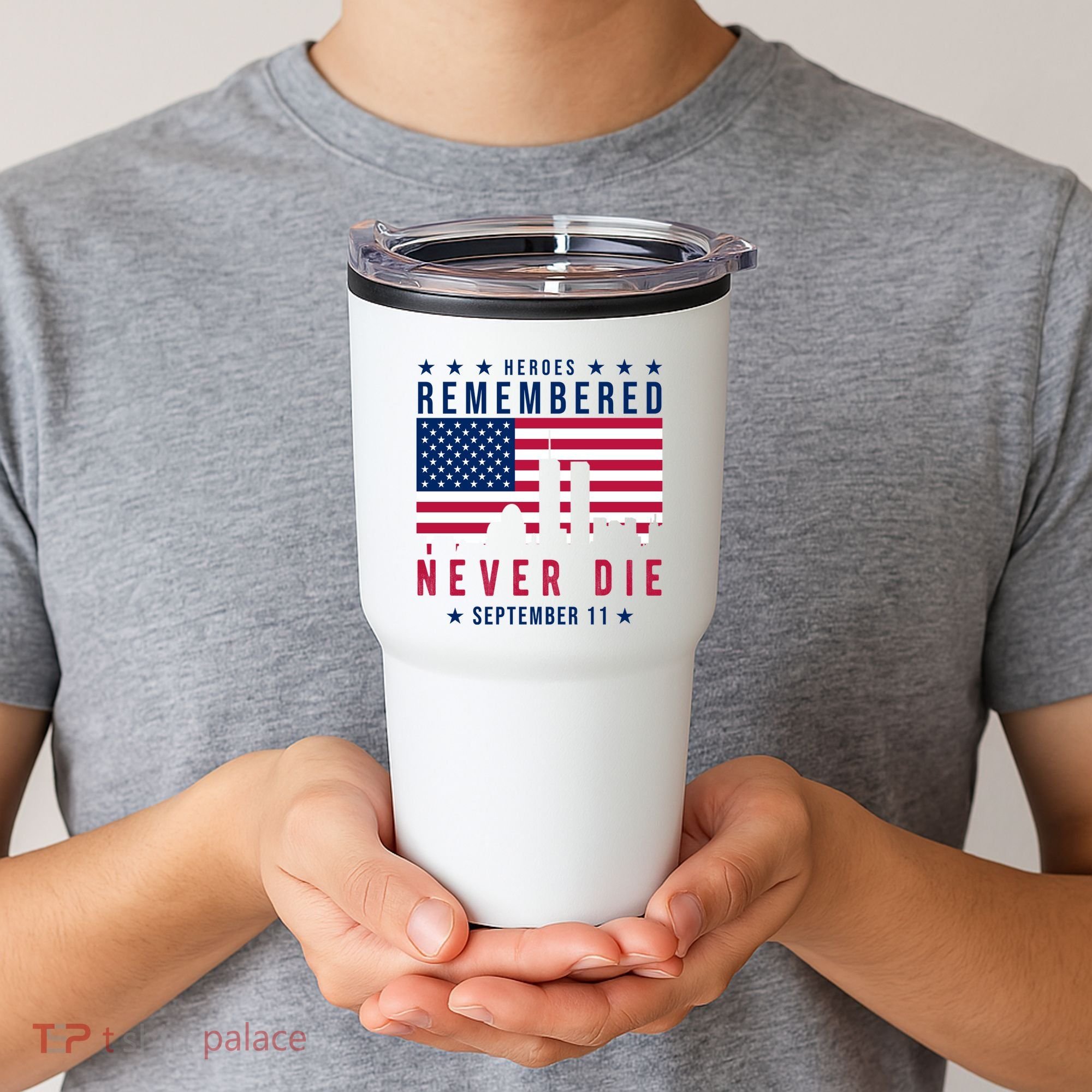 Heroes Remembered Never Die 911 American Flag Tumbler