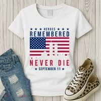 Heroes Remembered Never Die 911 American Flag Women's T-Shirt thumb 3
