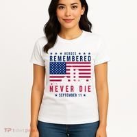 Heroes Remembered Never Die 911 American Flag Women's T-Shirt thumb 4