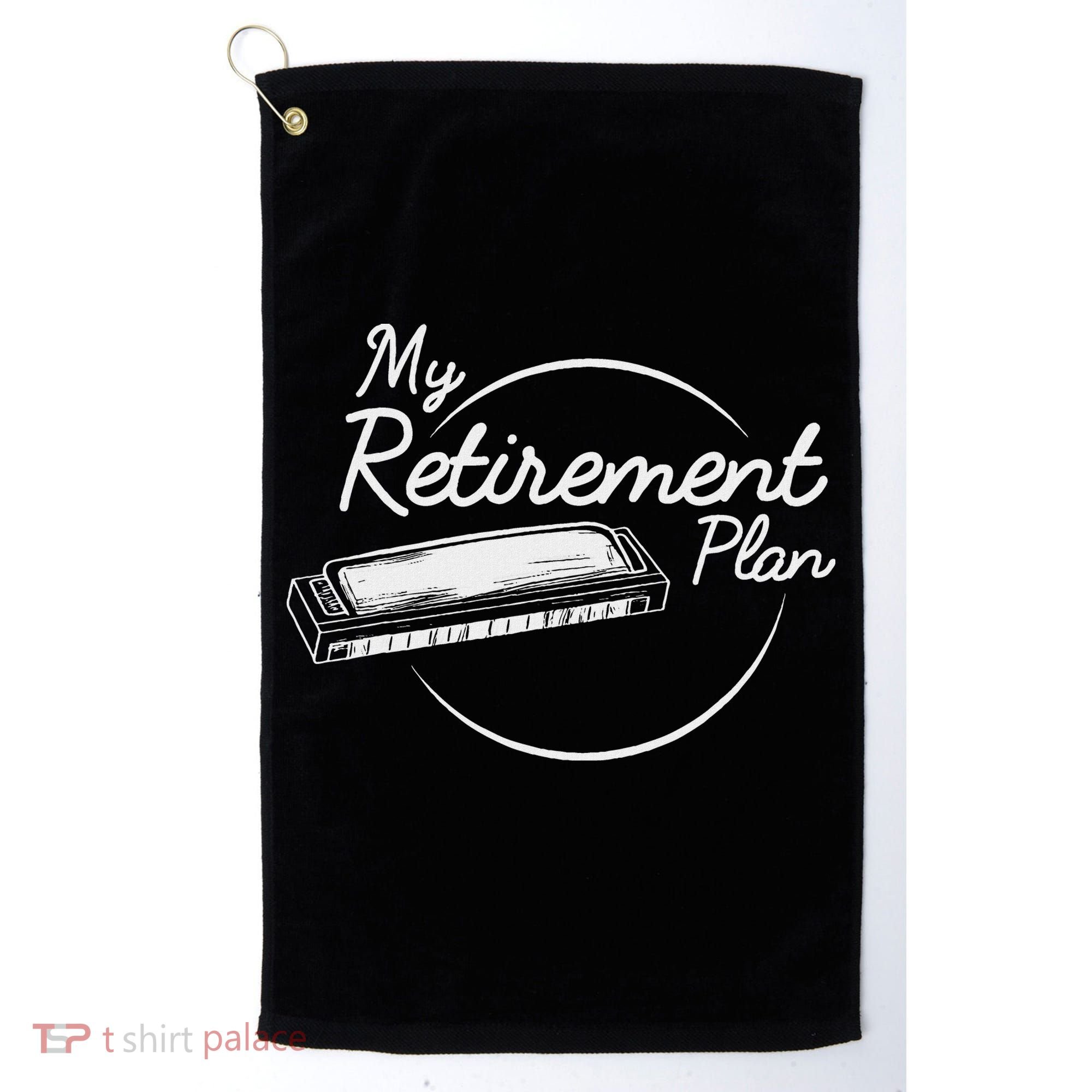 Harmonica Retirement Plan I Mouth Organ Gift Golf Towel