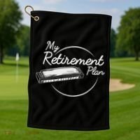 Harmonica Retirement Plan I Mouth Organ Gift Golf Towel thumb 1