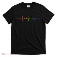 Heartbeat Rainbow Pride Lgbtq Ally Pulse Colors T-Shirt thumb 0