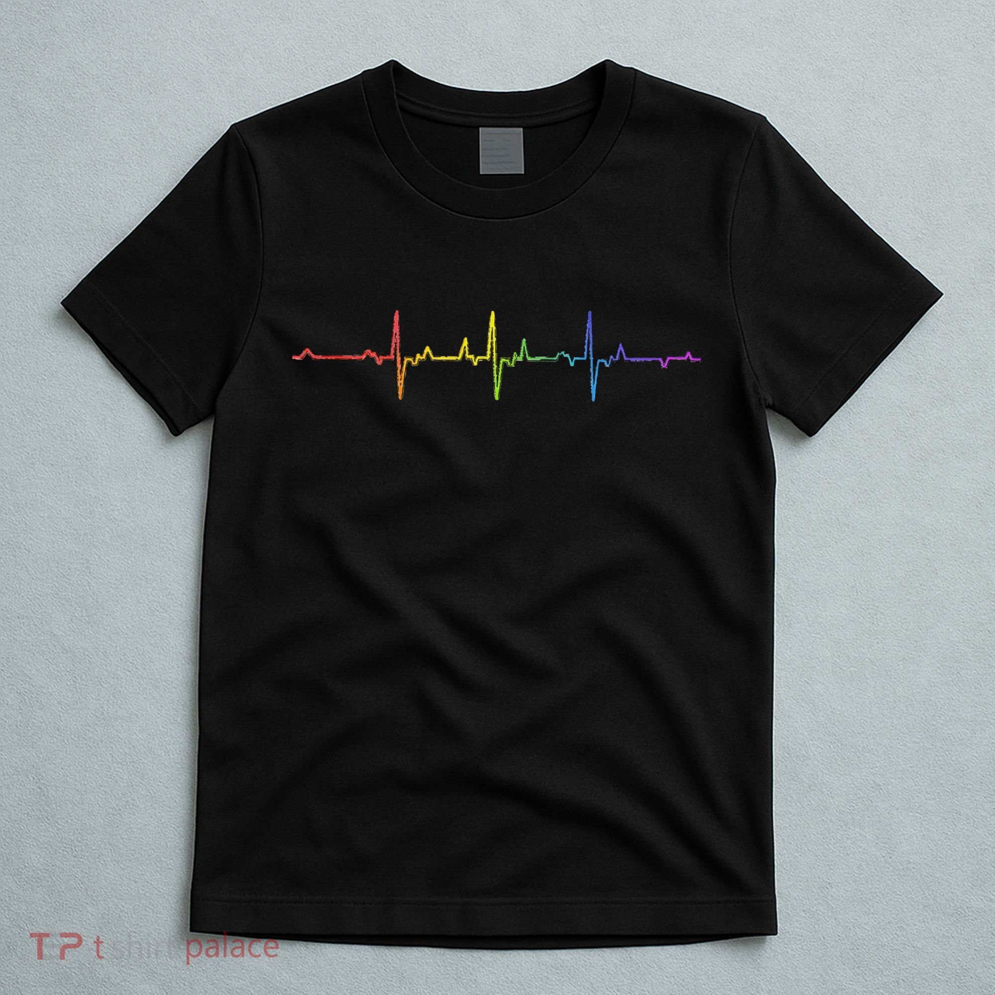 Heartbeat Rainbow Pride Lgbtq Ally Pulse Colors T-Shirt