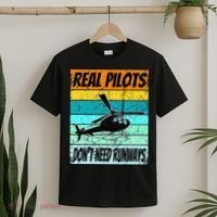Helicopter Real Pilots Dont Need Runways T-Shirt thumb 2