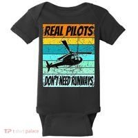 Helicopter Real Pilots Dont Need Runways Baby Bodysuit thumb 0