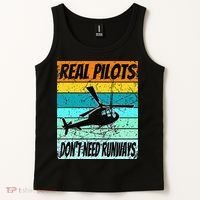 Helicopter Real Pilots Dont Need Runways Tank Top thumb 2