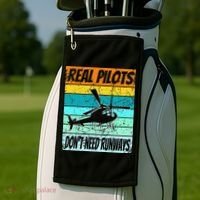 Helicopter Real Pilots Dont Need Runways Golf Towel thumb 2