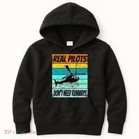 Helicopter Real Pilots Dont Need Runways Kids Hoodie thumb 0