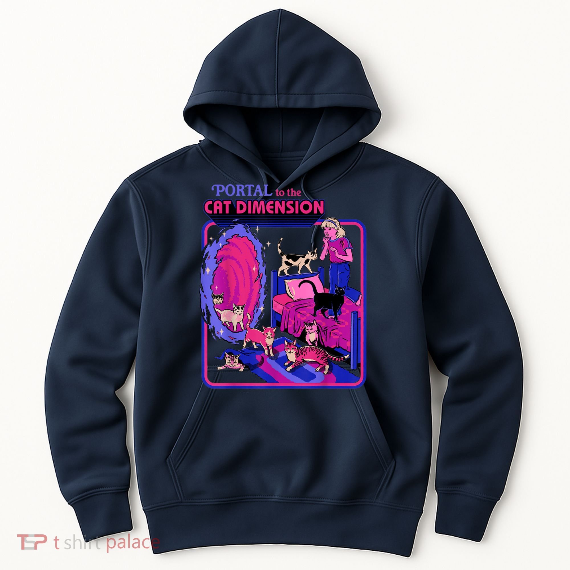 Halloween Retro Portal To The Cat Dimension Funny Hoodie