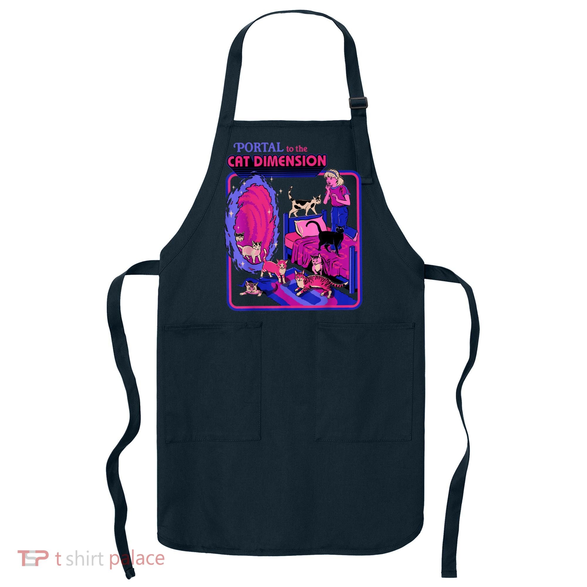 Halloween Retro Portal To The Cat Dimension Funny Apron