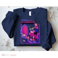 Halloween Retro Portal To The Cat Dimension Funny Sweatshirt thumb 2