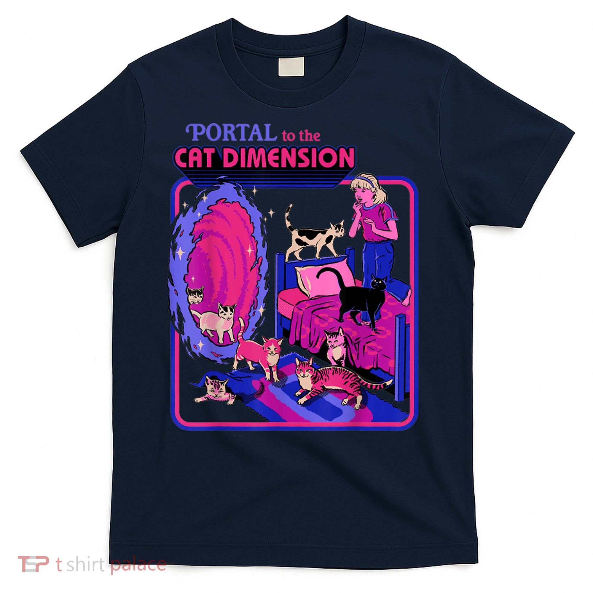 Halloween Retro Portal To The Cat Dimension Funny T-Shirt