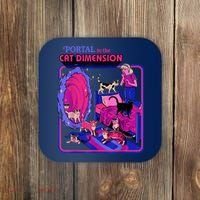 Halloween Retro Portal To The Cat Dimension Funny Coaster thumb 0