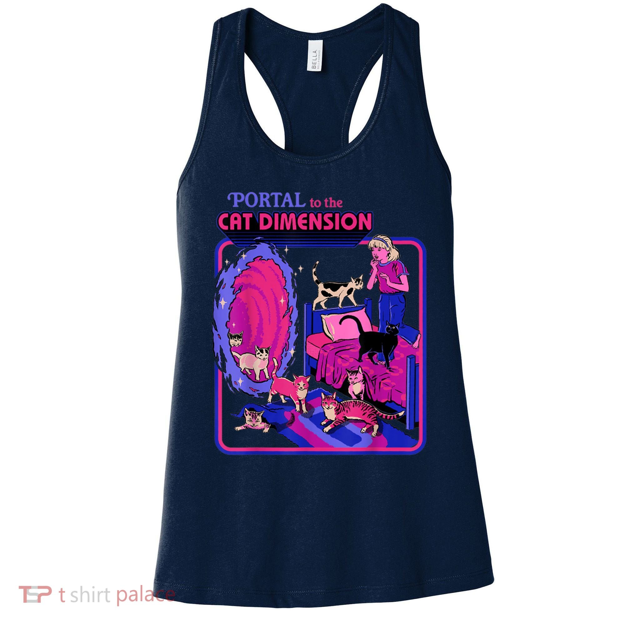 Halloween Retro Portal To The Cat Dimension Funny Women's Tank Top