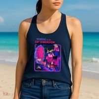 Halloween Retro Portal To The Cat Dimension Funny Women's Tank Top thumb 2