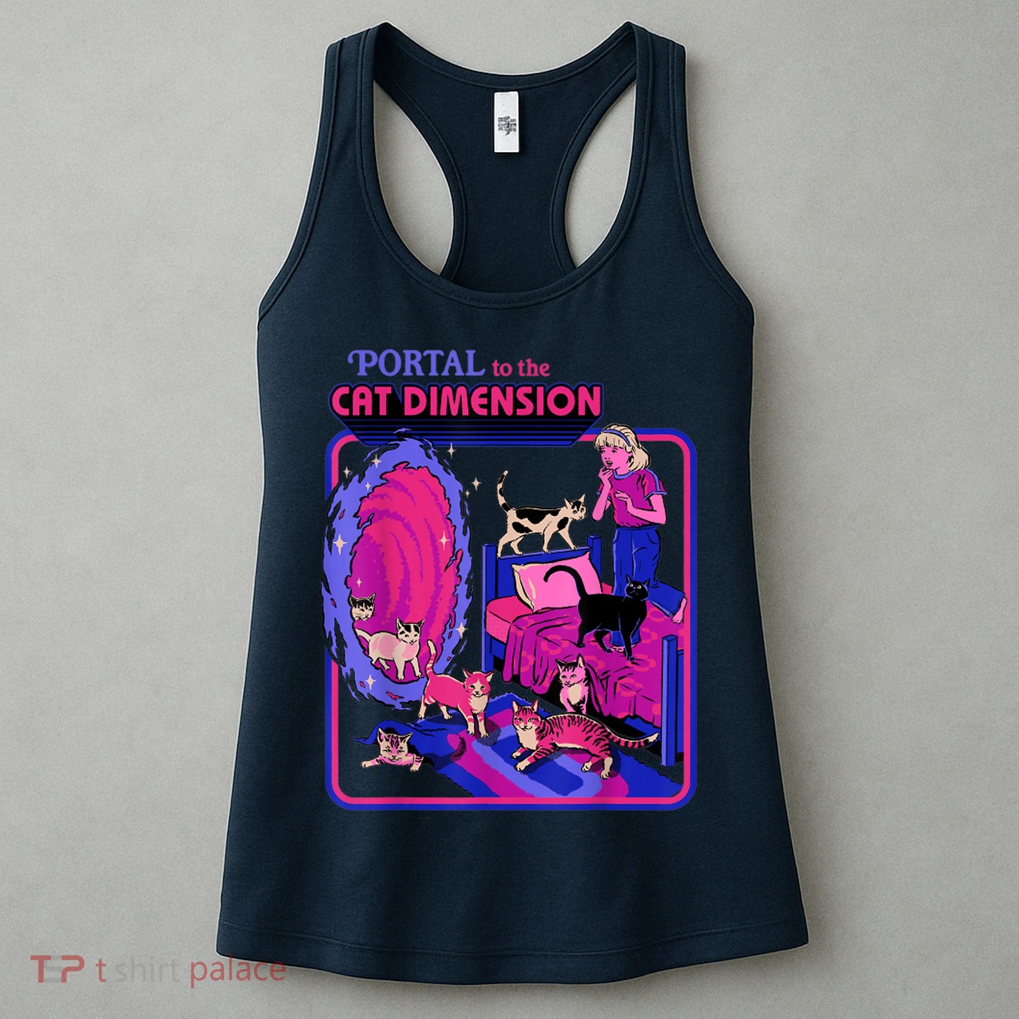 Halloween Retro Portal To The Cat Dimension Funny Women's Tank Top