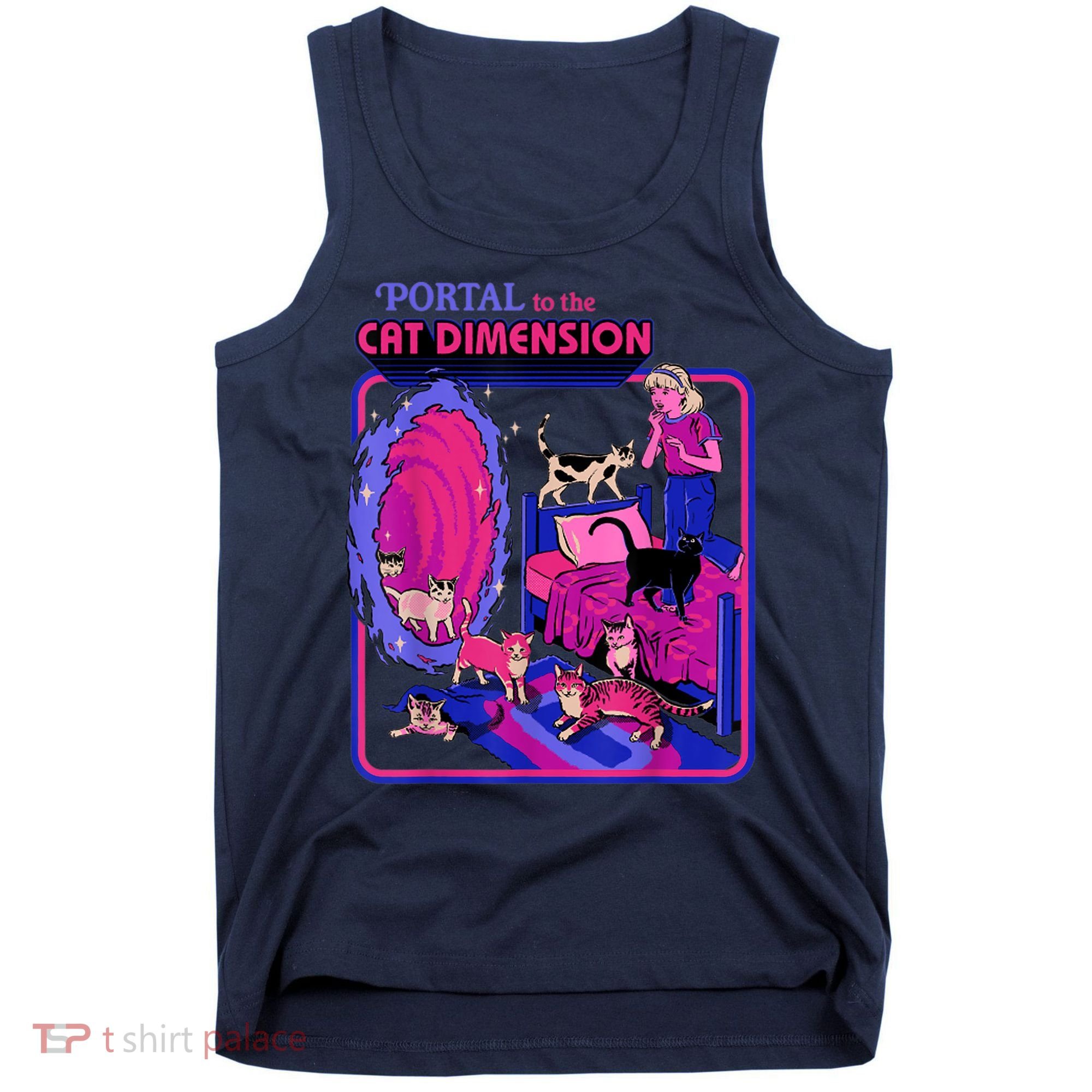 Halloween Retro Portal To The Cat Dimension Funny Tank Top