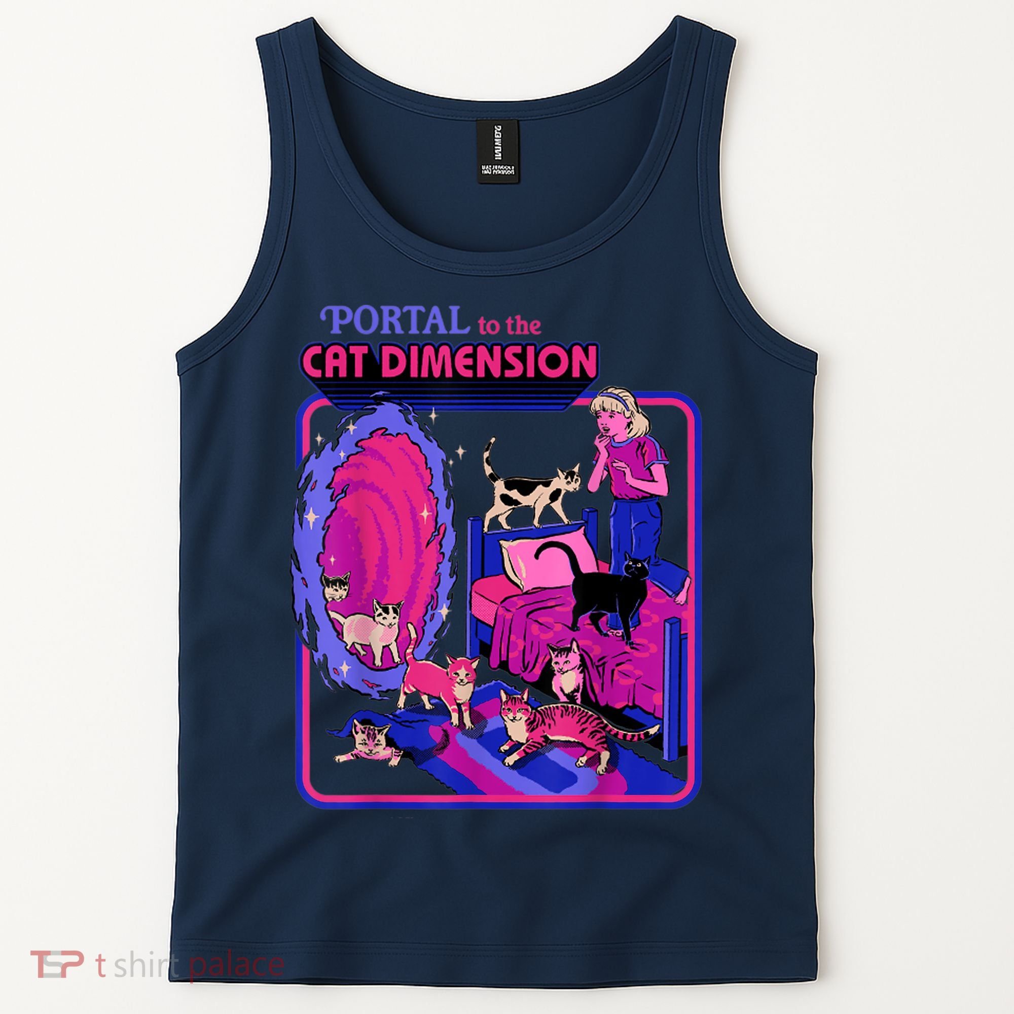 Halloween Retro Portal To The Cat Dimension Funny Tank Top