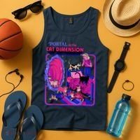 Halloween Retro Portal To The Cat Dimension Funny Tank Top thumb 4