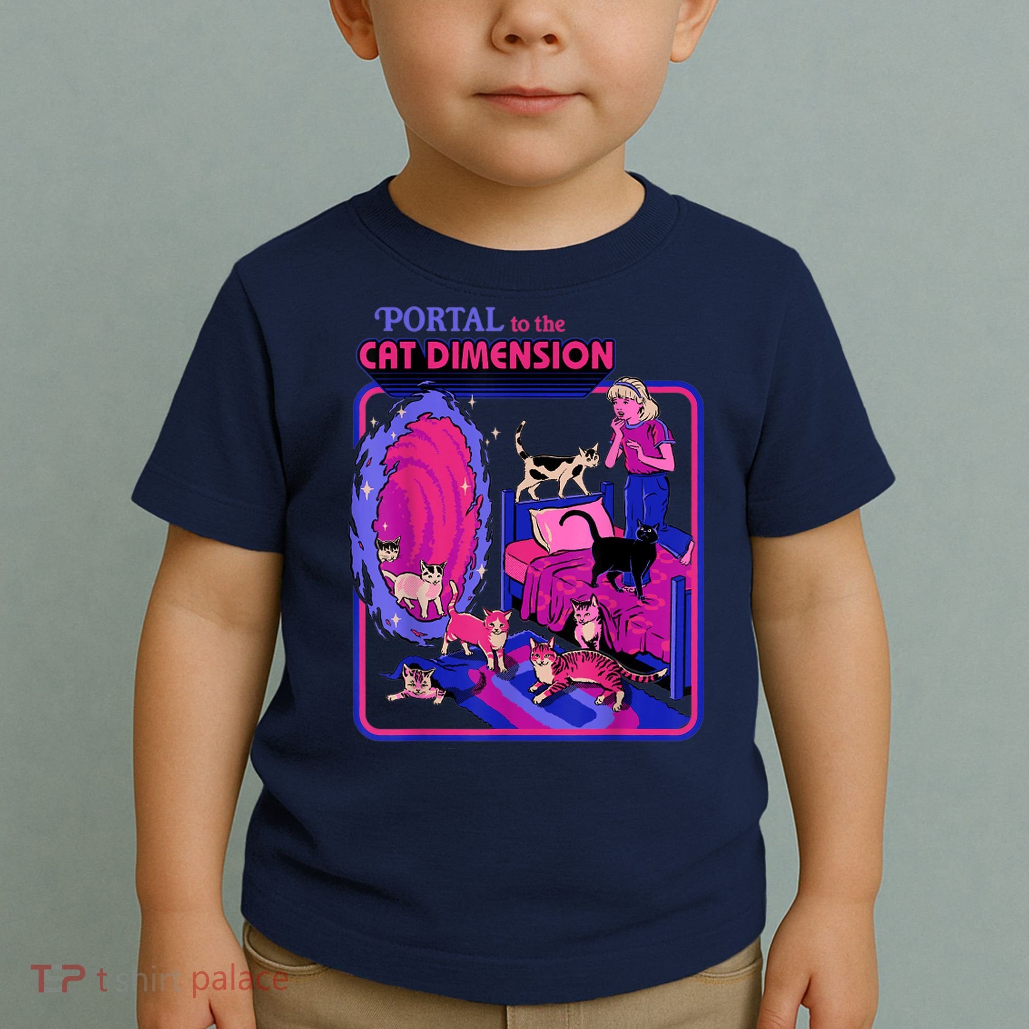 Halloween Retro Portal To The Cat Dimension Funny Toddler T-Shirt