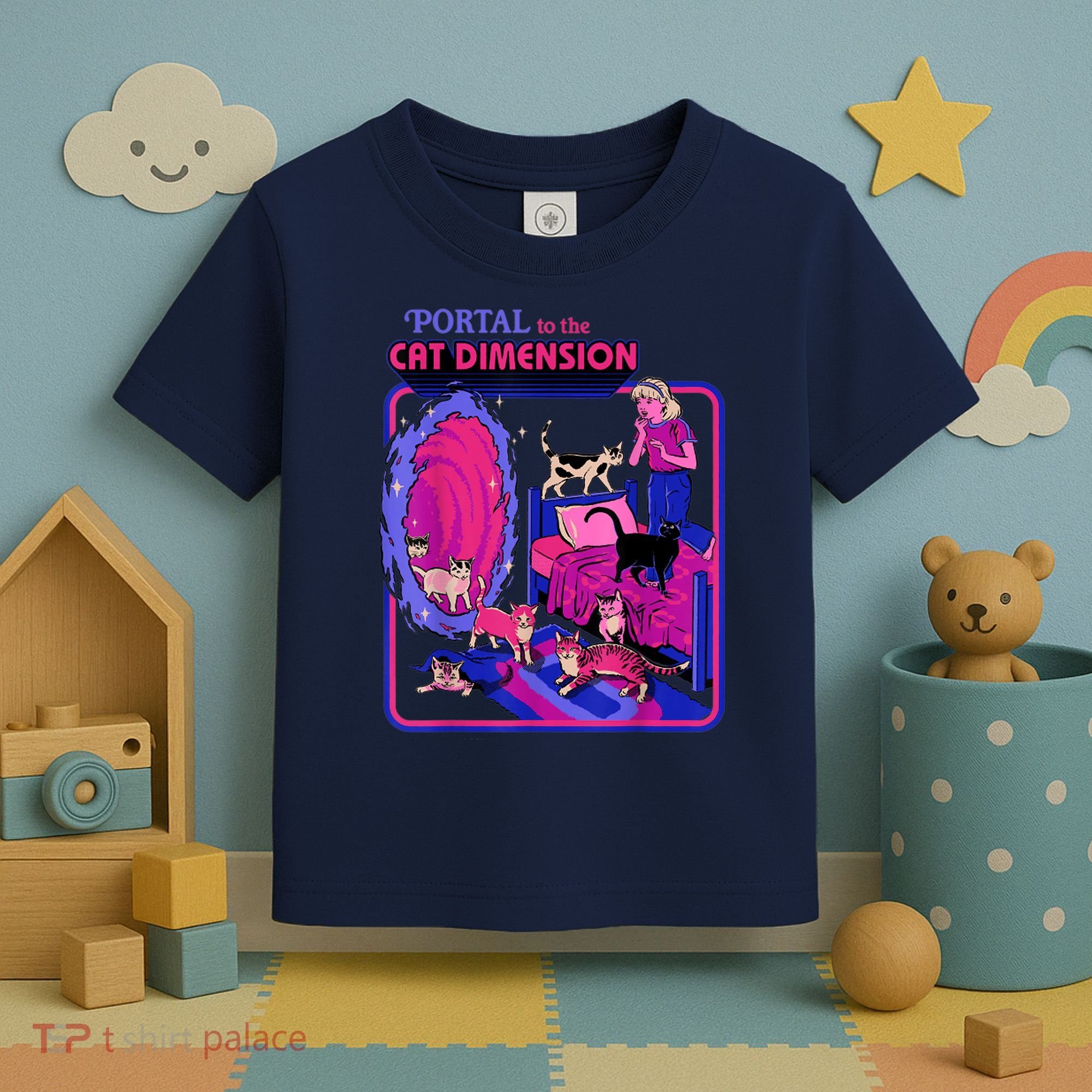 Halloween Retro Portal To The Cat Dimension Funny Toddler T-Shirt