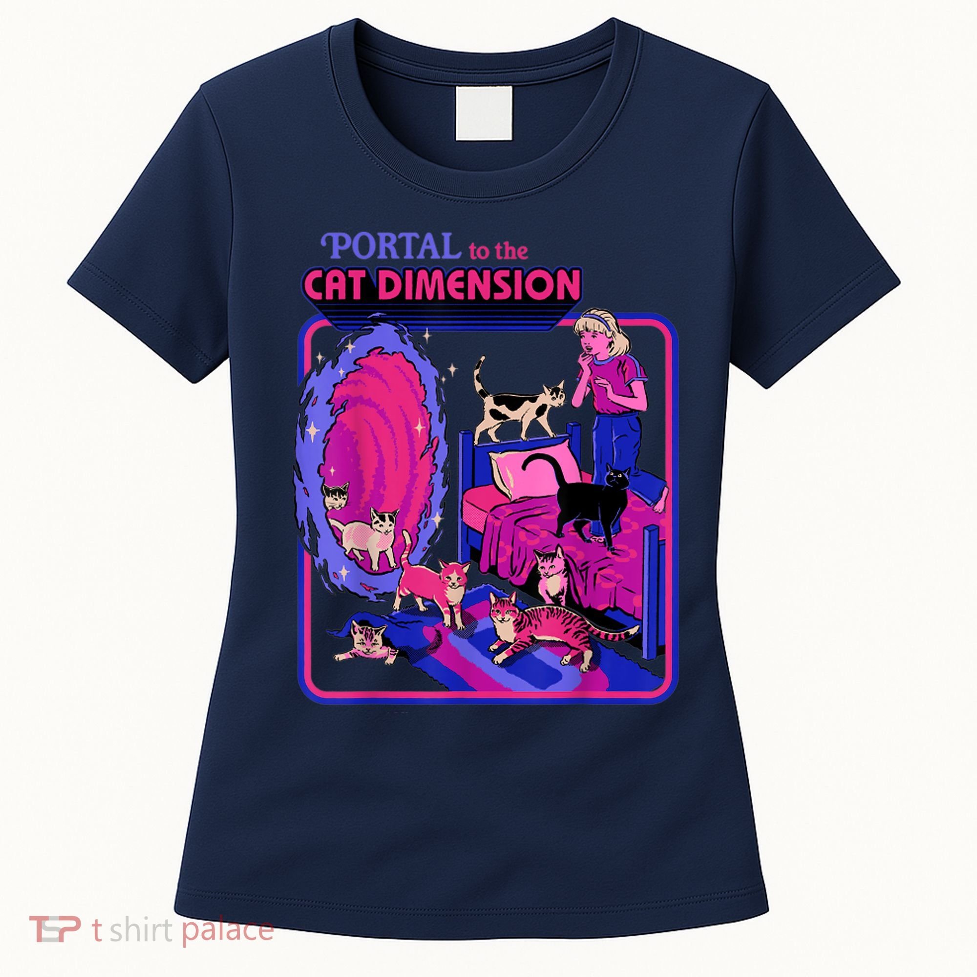 Halloween Retro Portal To The Cat Dimension Funny Women's T-Shirt