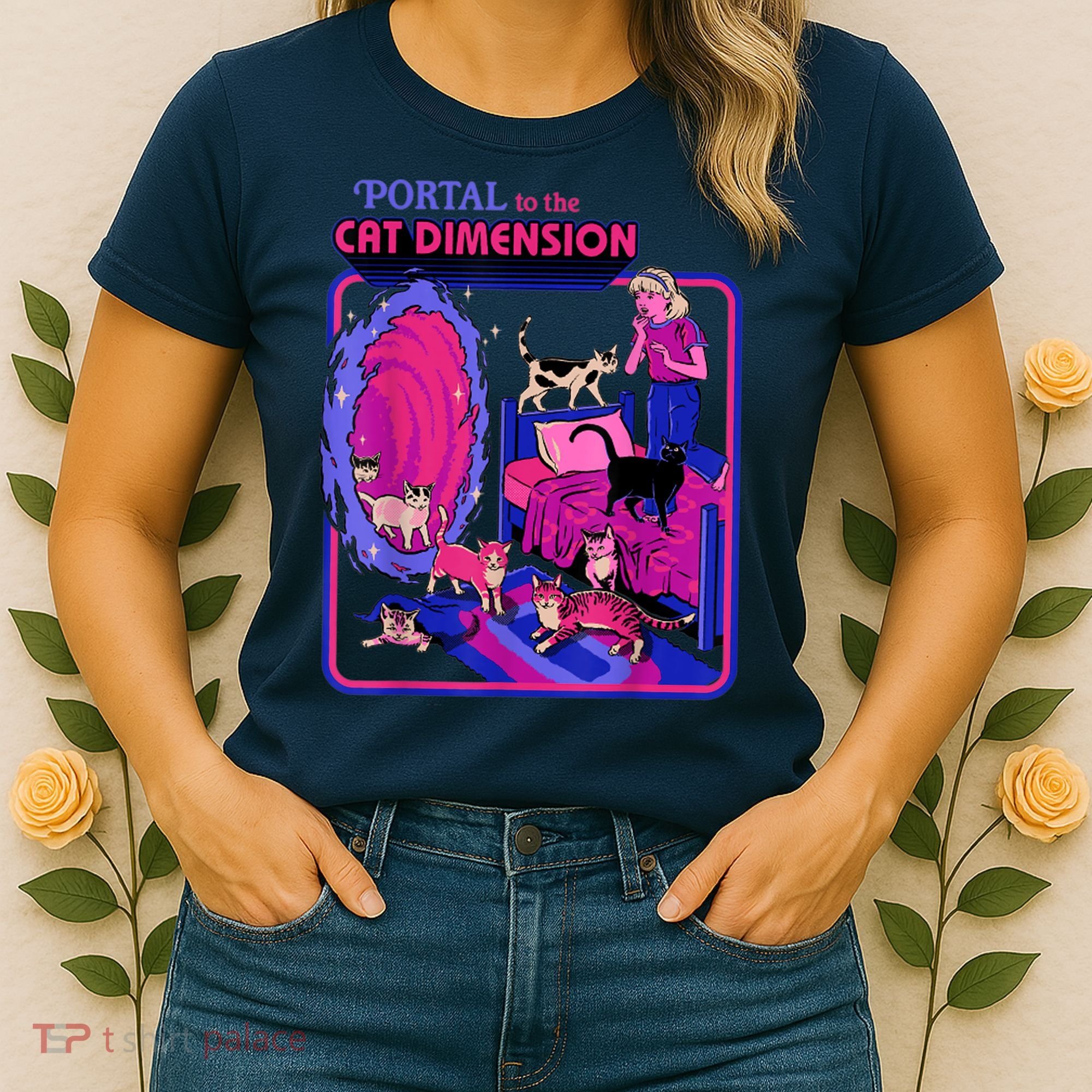 Halloween Retro Portal To The Cat Dimension Funny Women's T-Shirt