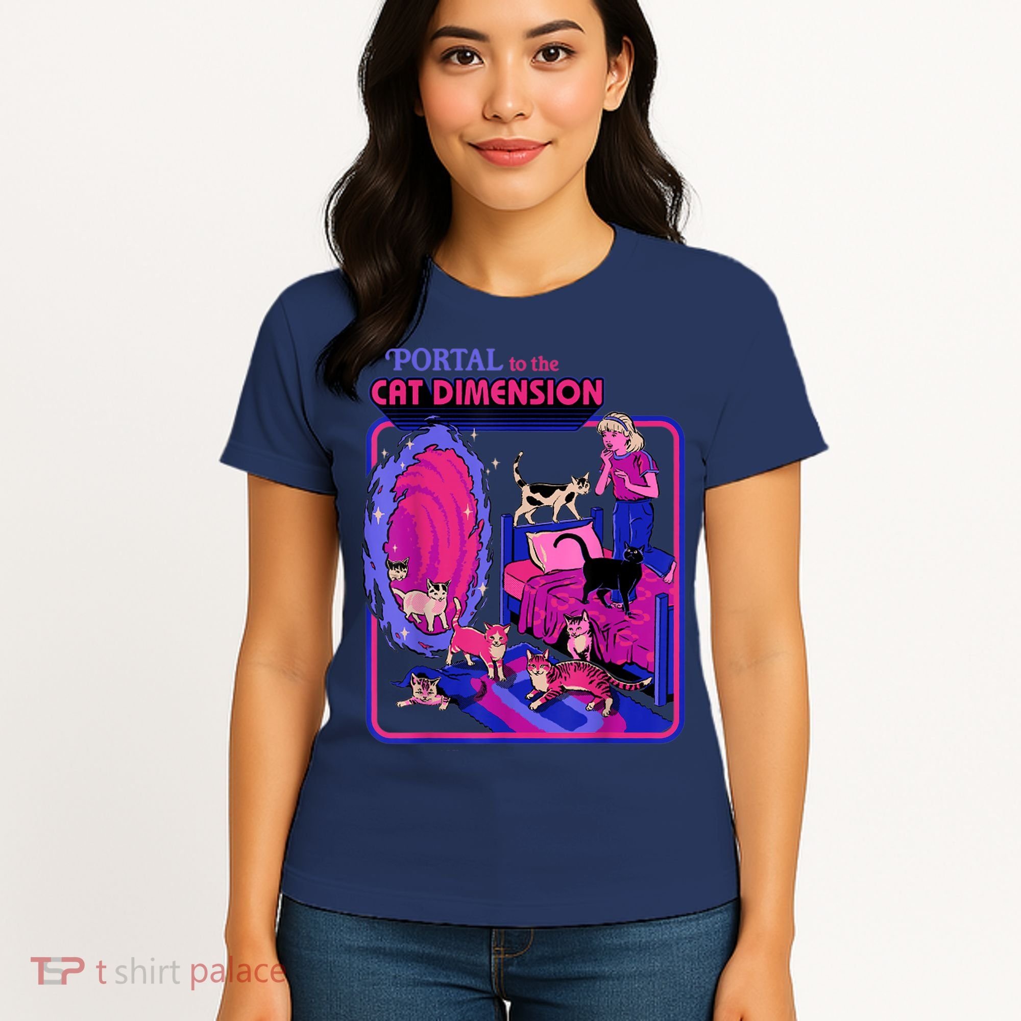 Halloween Retro Portal To The Cat Dimension Funny Women's T-Shirt