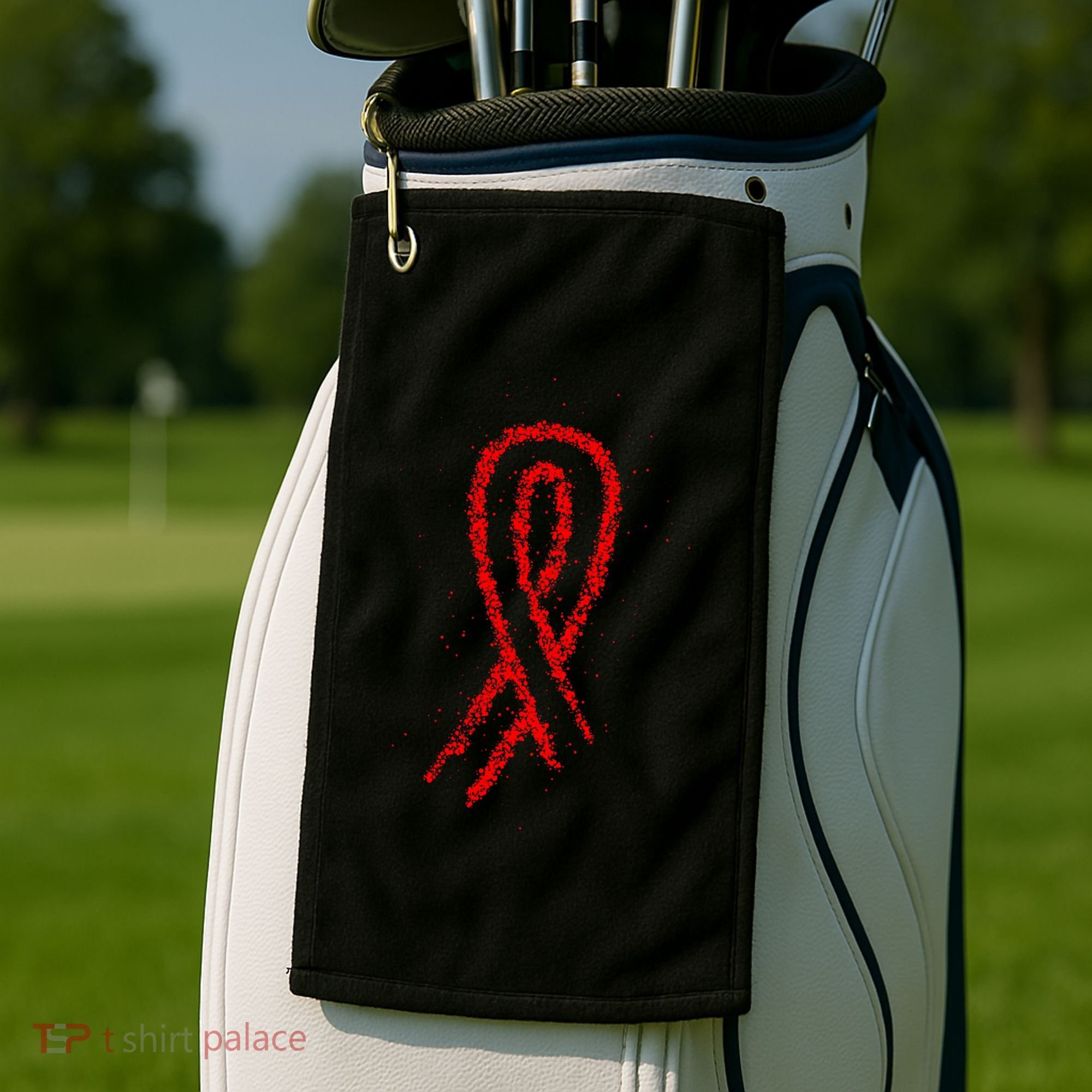Hiv Red Ribbon World Aids Day Golf Towel
