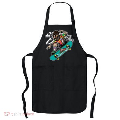 Hipster Riding Skateboard Apron