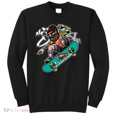 Hipster Riding Skateboard Sweatshirt