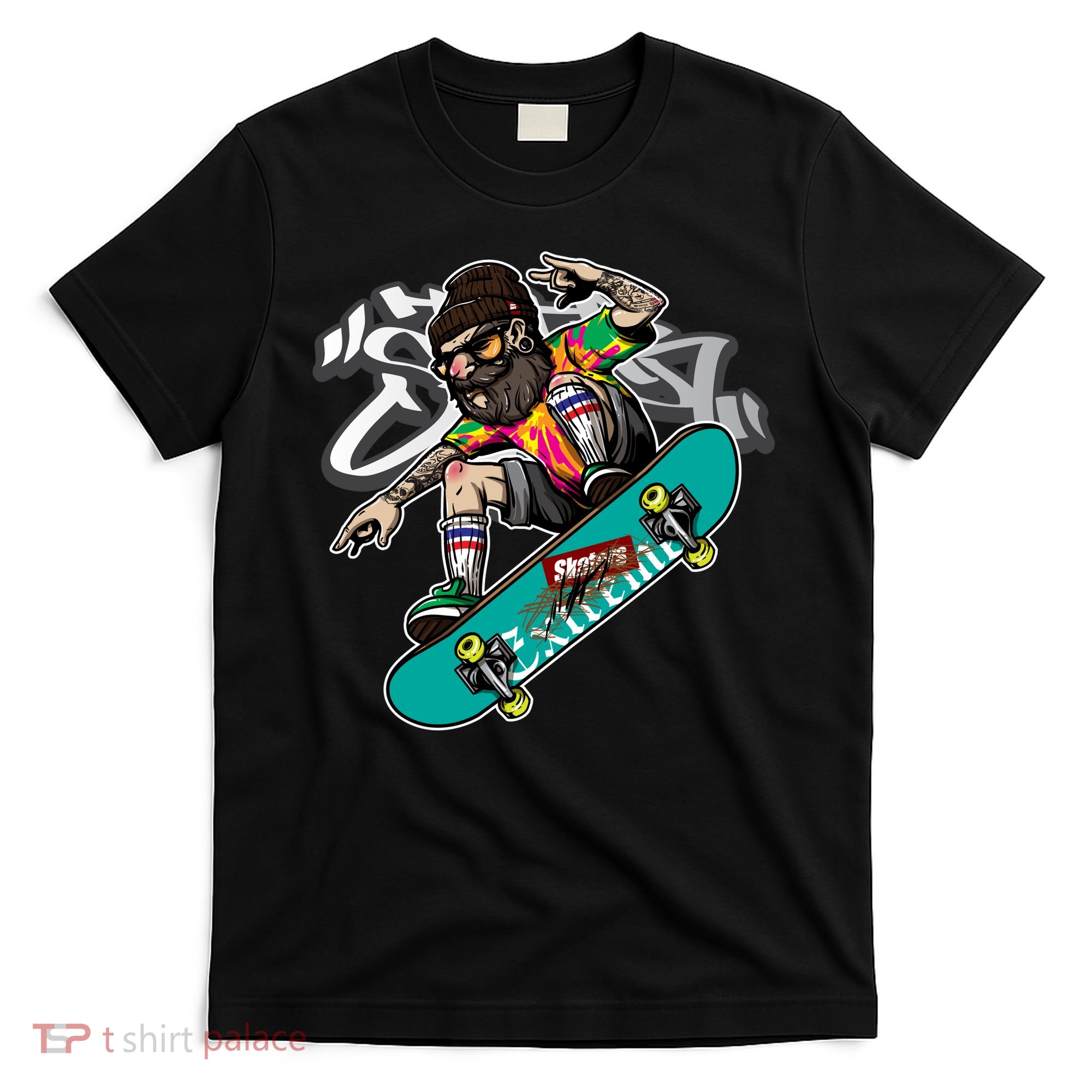 Hipster Riding Skateboard T-Shirt