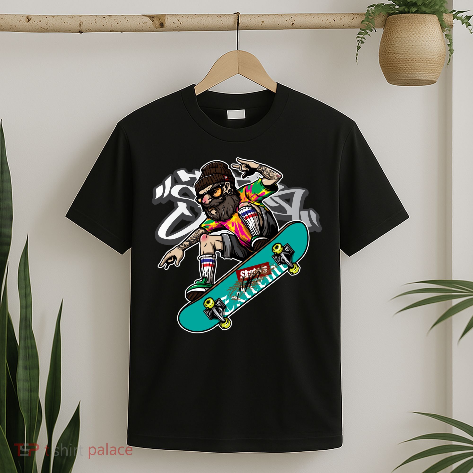 Hipster Riding Skateboard T-Shirt