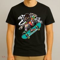 Hipster Riding Skateboard T-Shirt thumb 3