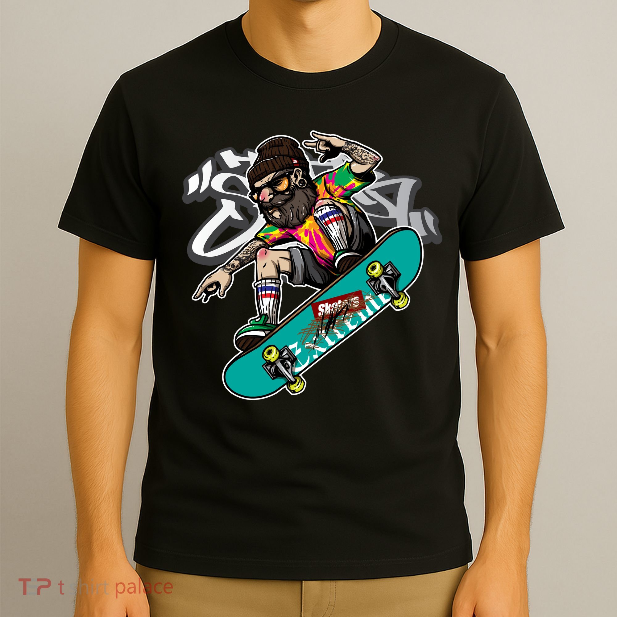 Hipster Riding Skateboard T-Shirt